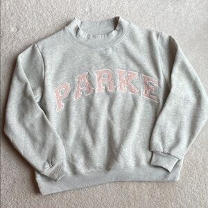 Parke Varsity Mock-neck Gray and Pink Sweatshirt